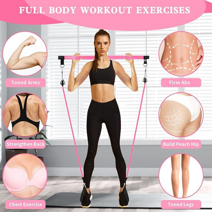 Multi Functional Stretched Pilates Bar - Full Body Workout At Home